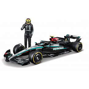 Bburago - RACE F1 z figurką kierowcy, Mercedes-AMG Petronas W15 (2024), #44 Lewis Hamilton, 1:24 Bburago - RACE F1 z figurką kierowcy, Mercedes-AMG Petronas W15 (2024), #44 Lewis Hamilton, 1:24