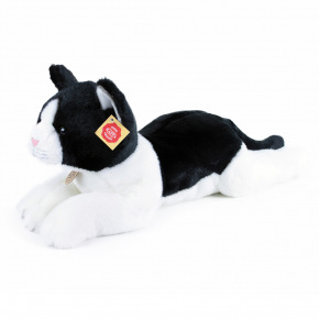 Rappa Plyšová mačka ležiaca čierno-biela 35 cm