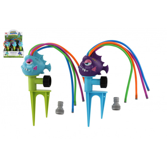 Teddies Wasserfisch Sprinkler für den Garten aus Kunststoff 24cm 2 Farben 6 Stück im Karton