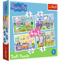 Trefl Puzzle 4v1 Peppa Pig/Prasiatko Peppa Spomienka na prázdniny v krabici 28x28x6cm
