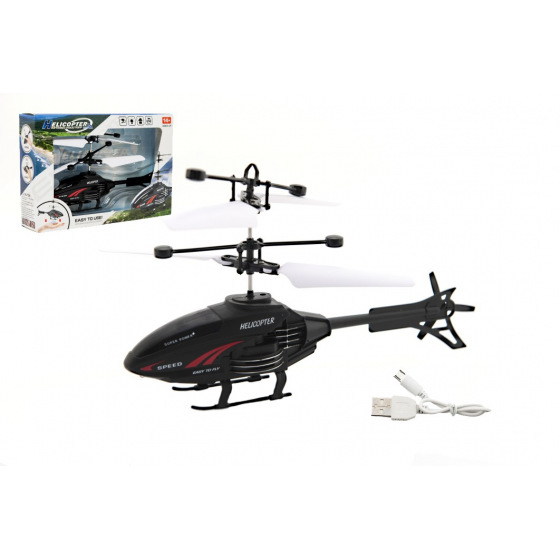 Teddies Hubschrauber mit Handsteuerung USB Kunststoff 16cm in Schachtel 22x15x5cm