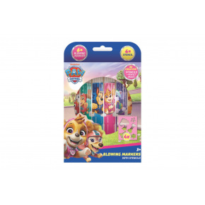 Fixy foukací 6ks se šablonami pro holky Tlapková patrola/Paw patrol v krabičce 12x19cm