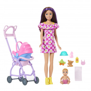 Mattel Barbie SKIPPER BABYSITTER chůvá s kočárkem