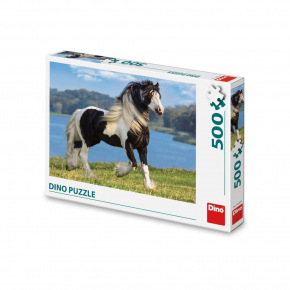 Dino Black and White Horse 500 Puzzle