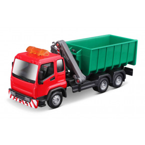 Bburago - Municipal Vehicle, Nákladní vozidlo hákový nosič kontejnerů s jeřábem.
