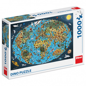 Dino KRESLENÁ MAPA SVETA 1000 Puzzle NOVÉ Dino KRESLENÁ MAPA SVETA 1000 Puzzle NOVÉ