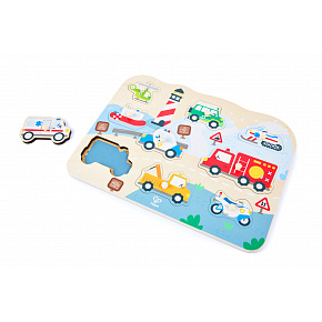 Hape Dřevěné puzzle - záchraná vozidla Hape Dřevěné puzzle - záchraná vozidla