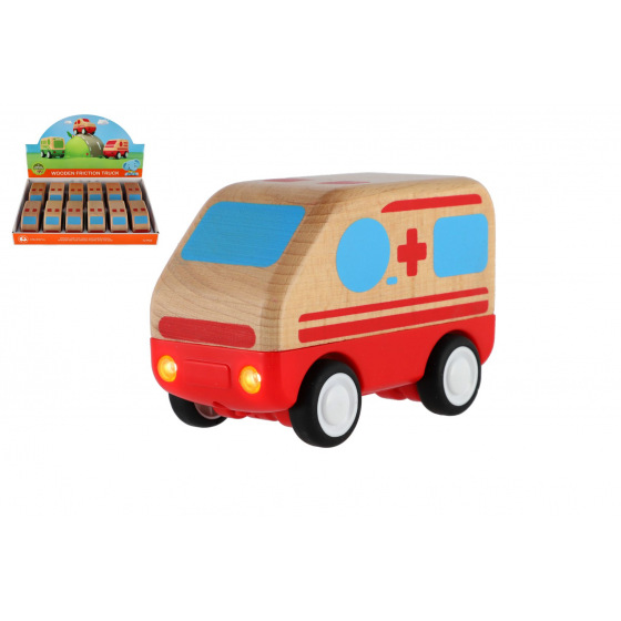 Teddies Auto ambulance dřevo na setrvačník 11cm