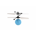 Teddies Hubschrauberkugel fliegender Kunststoff 13x11cm leuchtend, reagiert auf Handbewegung, mit USB-Kabel blau in Schachtel.