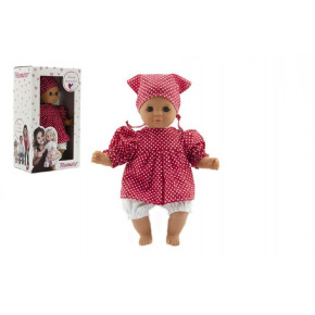 Hamiro Doll/Baby 30cm, materiałowe body czerwona sukienka + białe kropki + szalik w pudełku 20x35x13cm
