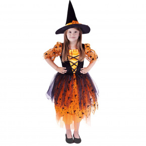 Rappa Kostium dziecięcy pomarańczowa czarownica/Halloween z kapeluszem (M) e-pakiet
