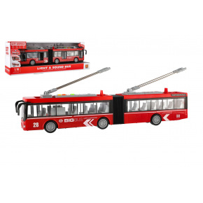 Teddies Plastikowe trolejbusy/autobusy pluszowe 45 cm na kole zamachowym na nietoperzu. ze światłem i dźwiękiem w pudełku 48x18x11cm