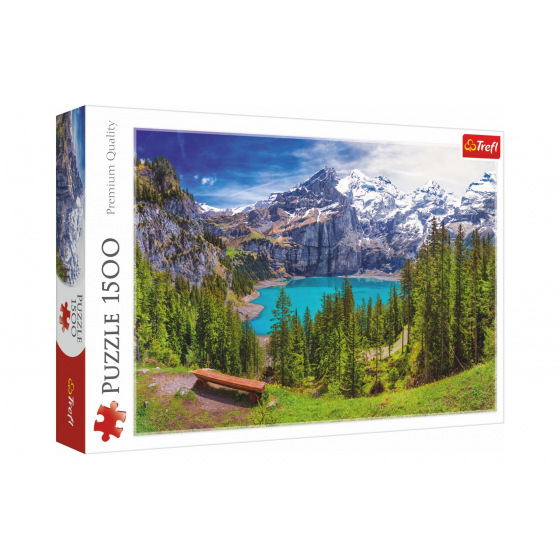Trefl Puzzle Jazero Oeschinen Alpy, Švajčiarsko 1500 dielikov 85x58cm v krabici 40x26x6cm