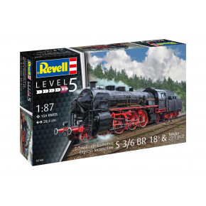 Revell Plastic ModelKit lokomotiva 02168 - Express locomotive S3/6 BR18(5) with Tender 2‘2’T (1:87)