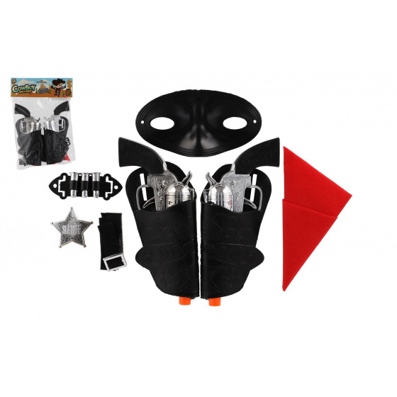 Teddies Pistole/kolt s pouzdrem 2ks kovbojská sada plast 19cm s doplňky v sáčku 