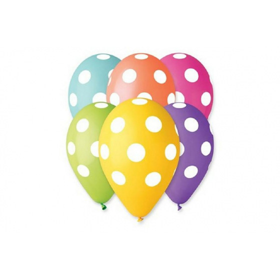 Smart Balloons Luftballon gepunktet 12'' Durchmesser 30cm 5 Stück im Beutel