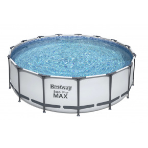 Bestway Nadzemní bazén kulatý Steel Pro MAX, kartušová filtrace, schůdky, plachta, průměr 4,57m, výška 1,22m