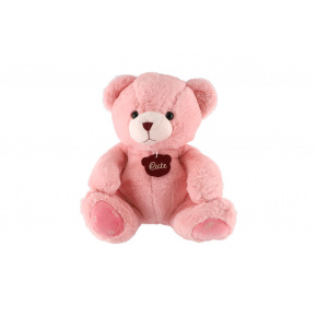 Teddies Medveď sediaci plyš 40cm ružový v sáčku 0+