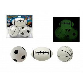 SPORTO Zestaw 3 piłek - świecące w ciemności