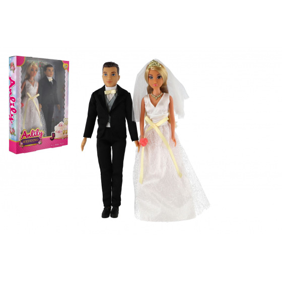 Panenka Anlily 2ks nevěsta a ženich plast 30cm v krabici 23x32x5cm 