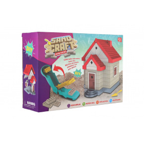 Stavebnice dům s pískem plast s doplňky v krabici 28x19x8cm