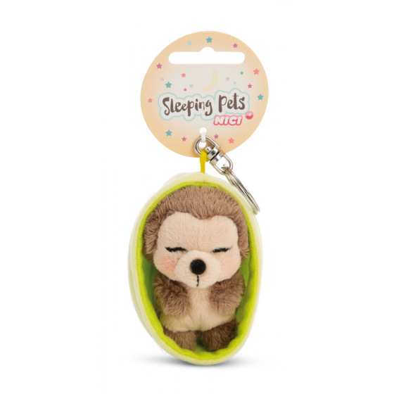 NICI klíčenka spící Ježek 12 cm, světle zelený košík, GREEN