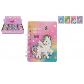 Teddies Zápisník/blok jednorožec kroužkový 9,5x12cm 4 druhy v sáčku 50ks v boxu