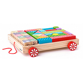 Woody Wagen mit ABC-Bausteinen/Stempeln