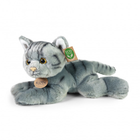 Rappa Plyšová mačka šedá ležiaca 30 cm ECO-FRIENDLY