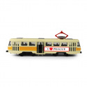 Rappa Kovová česká retro tramvaj žlutá 16 cm PRAGUE otevírací dveře