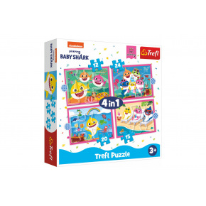 Trefl Puzzle 4w1 Shark Family/Baby Shark w pudełku 28x28x6cm