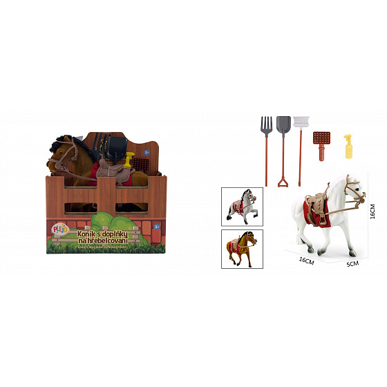 PLEJO Koník s doplňky na hřebelcování