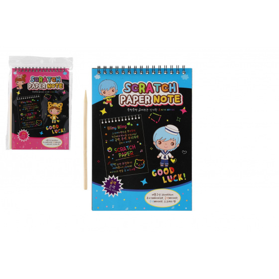 Teddies Škrabací/Vyškrabovací notes barevný 10 listů 20x14cm 2 barvy