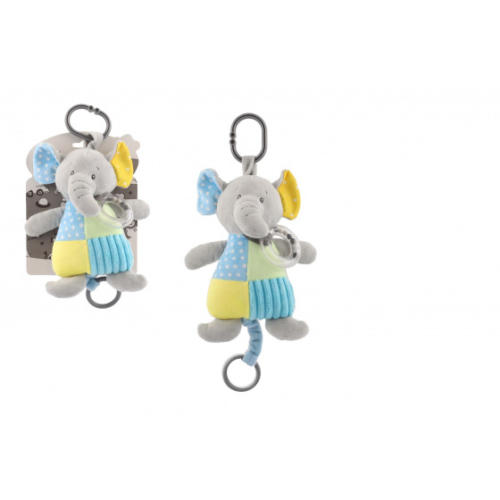 Teddies Slon naťahovací hrací strojček plyš 15x21cm na karte v sáčku 0+