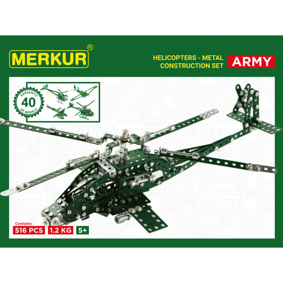 MERKUR - Stavebnice MERKUR - Stavebnica Merkur Helikoptéra Set, 515 dielov, 40 modelov