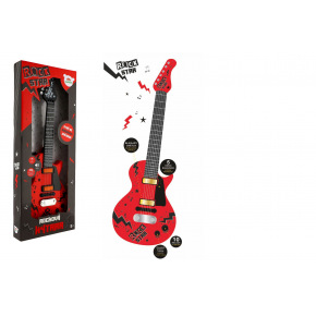 Teddies Gitara elektryczna ROCK STAR plastikowa 58cm na baterie z dźwiękiem i światłem w pudełku 24x62x5,5cm