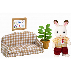 Sylvanian Families 5013 Nábytek "chocolate" králíků - taťka na pohovce