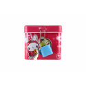 Teddies Spardose mit Schloss, Blechwürfel 7x6cm, 4 Farben