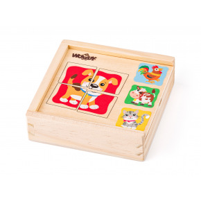 Woody Minipuzzle - Zwierzęta w drewnie. pudełko
