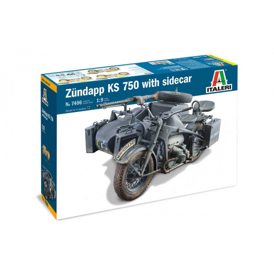 Italeri  Model Kit military 7406 - Zundapp KS 750 with sidecar (1:9)