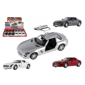 Teddies Auto Kinsmart Mercedes-Benz SLS AMG metal/plastik 13cm pull-back 4 kolory 12szt w pudełku