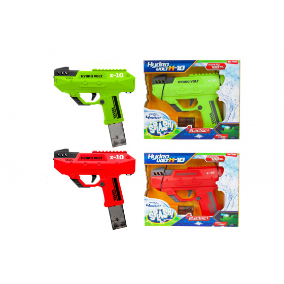 Teddies Wasserpistole aus Kunststoff 23cm mit Licht und Sound, batteriebetrieben, 2 Farben, in Schachtel 26x21x6cm