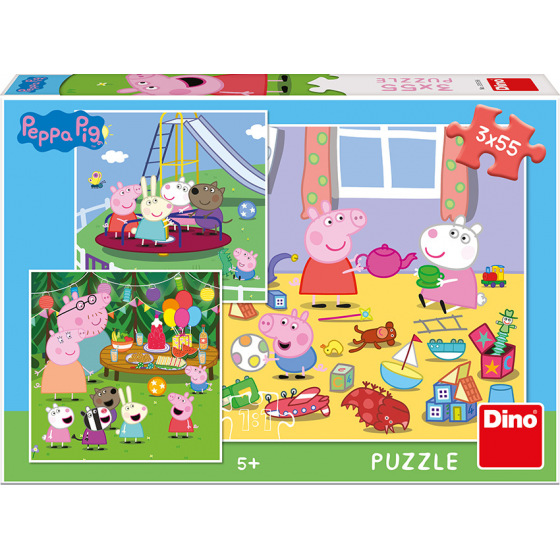 Dino PEPPA PIG IM URLAUB 3x55 Puzzle NEU