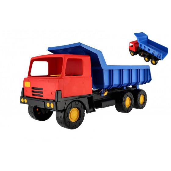 Auto nákladní korba modrá kabina červená plast 75cm