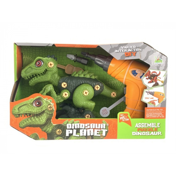 Rappa Dinosaurier zum Zusammenbauen Velociraptor mit batteriebetriebenem Schraubenzieher