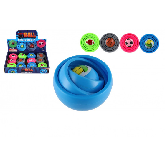 Teddies Míček 3D hlavolam antistresový plast 5cm 4 barvy