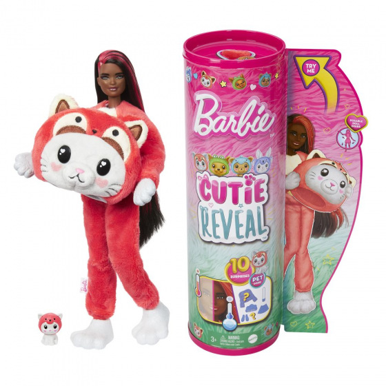 Mattel Barbie CUTIE REVEAL BARBIE W KOSTIUMIE - KOT W KOSTIUMIE CZERWONEJ PANDY