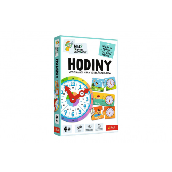 Malý objevitel Hodiny vzdělávací společenská hra v krabici 19x29x4cm
