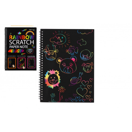 Teddies Škrabací/Vyškrabovací notes duhový 10 listů v sáčku 20x26cm