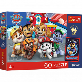 Trefl Puzzle Premium Plus Kids - Paw Patrol 33x22cm + plakát 60 dílků v krabičce 21x14x4cm